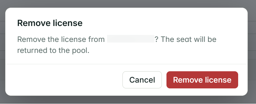 Remove license confirmation