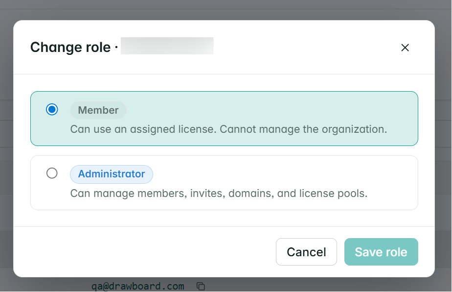 Change role dialog