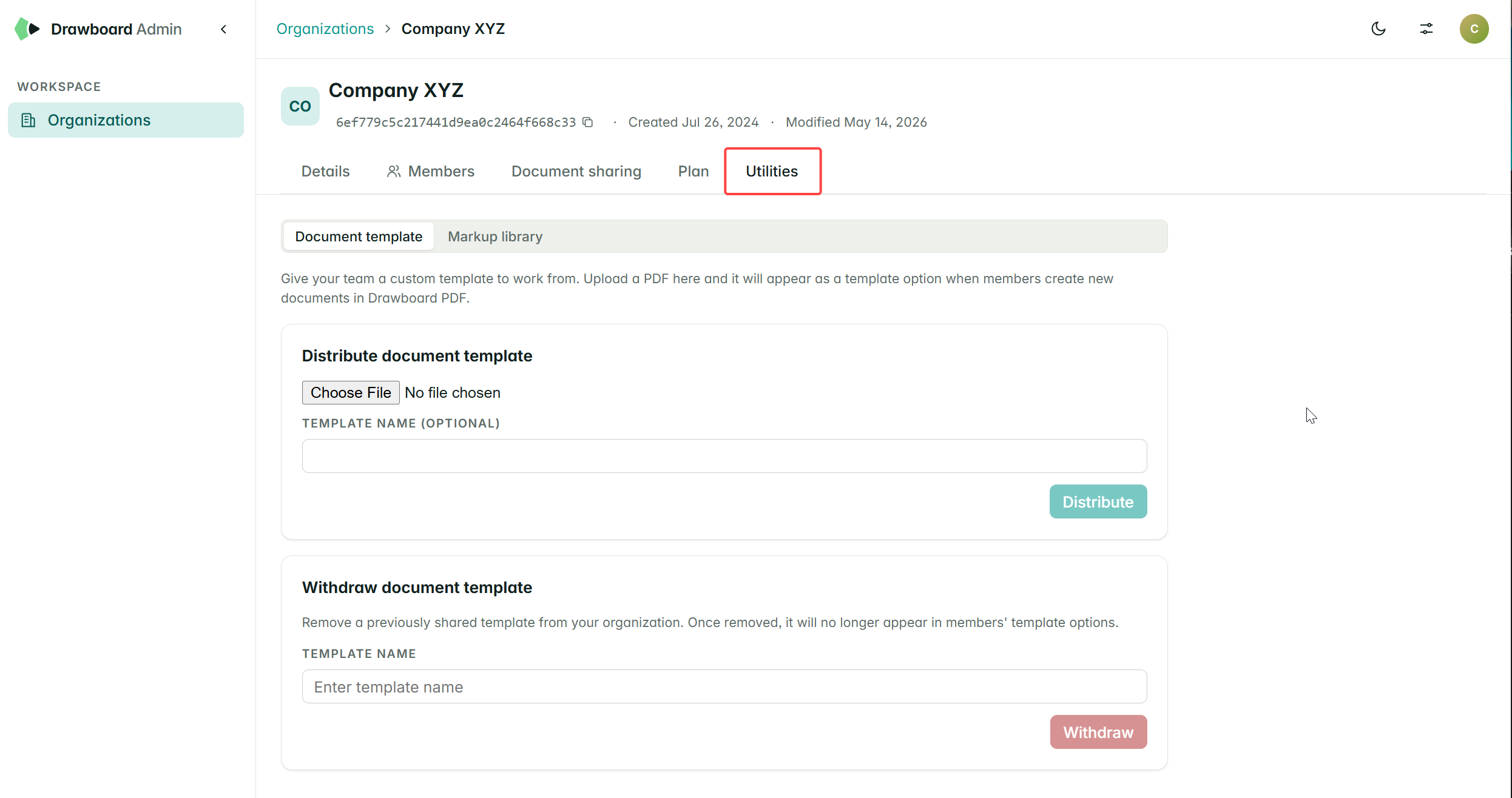 Document templates section