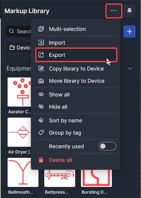 Export markup library