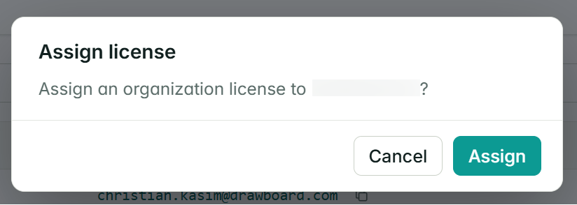 Assign/remove license confirmation