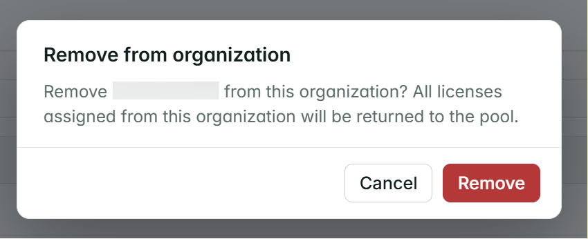 Remove from organization confirmation