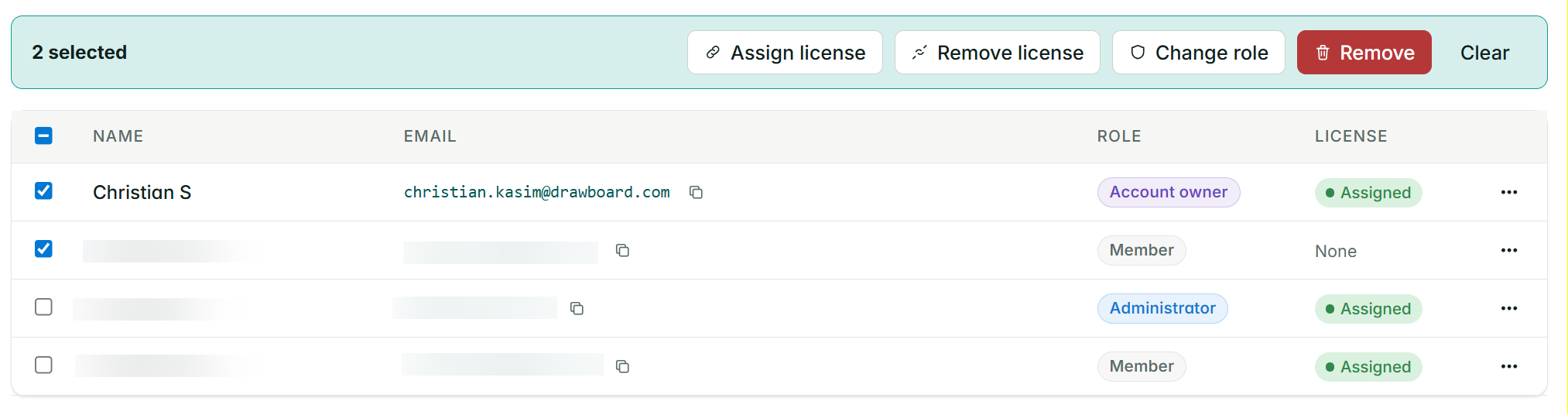 Bulk member actions