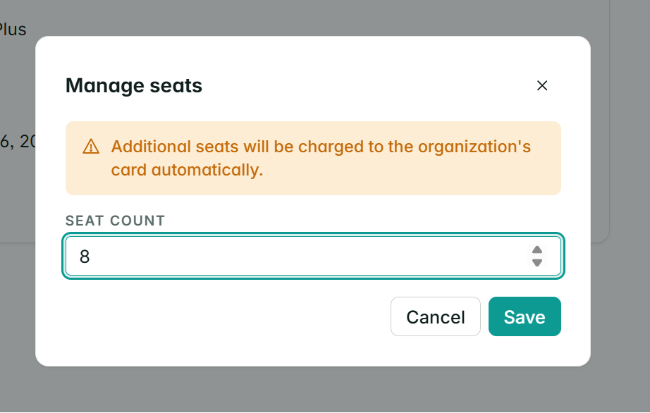 Add seats dialog